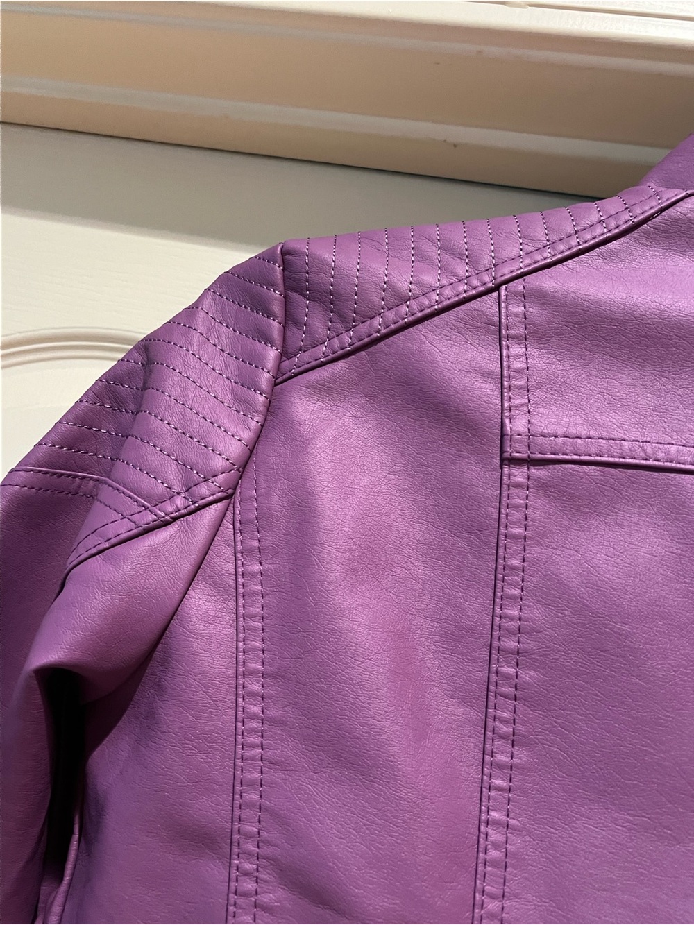 Purple Faux Leather Moto Jacket - Picture 6 of 8